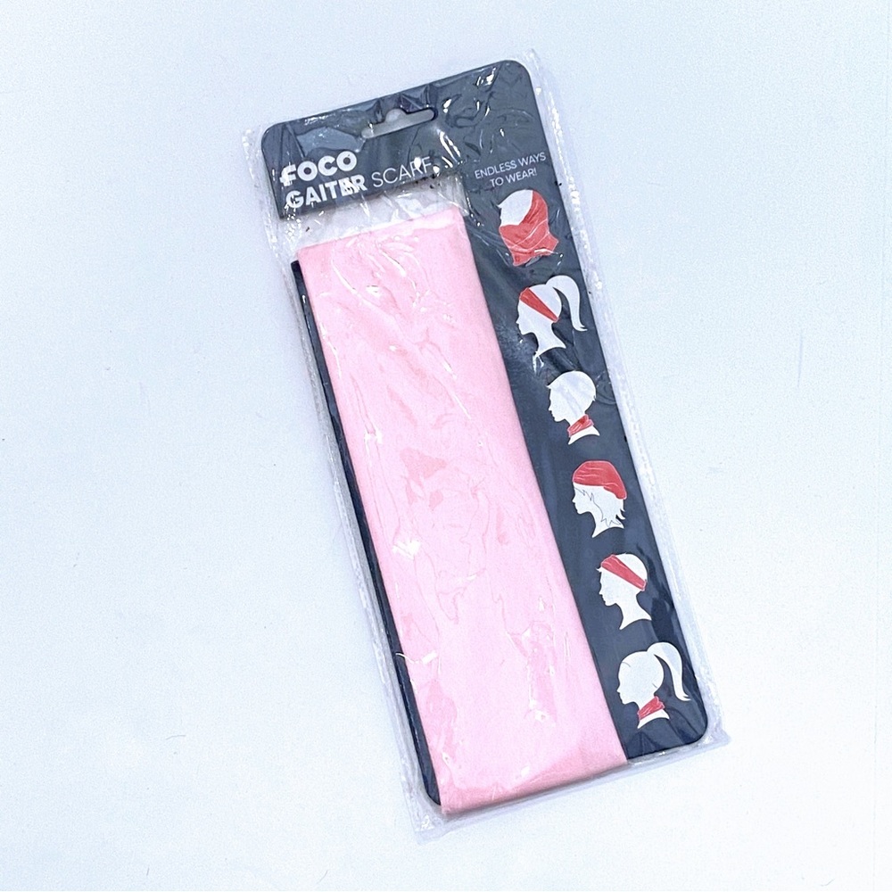 FOCO Solid Pastel Pink Gaiter Scarf Headband Hair Cover PPE